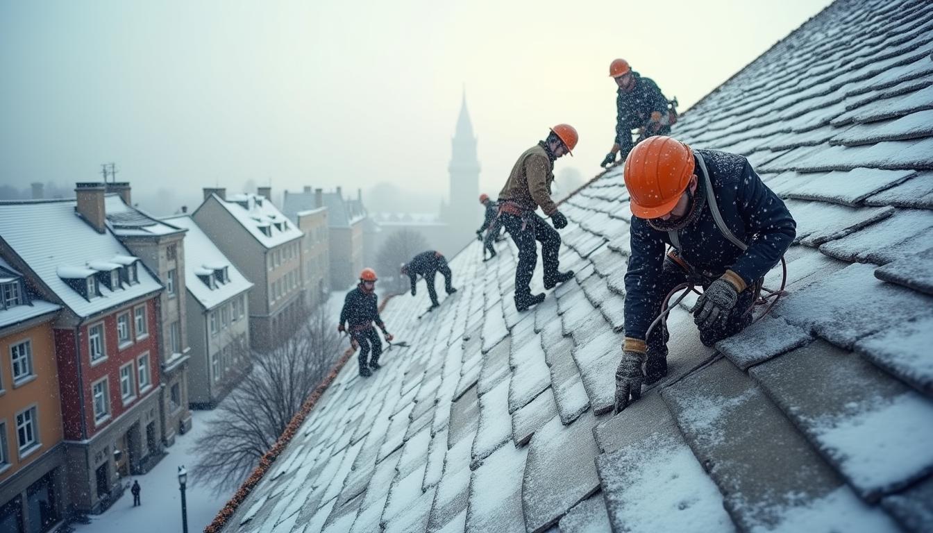 Dachdecken im Winter